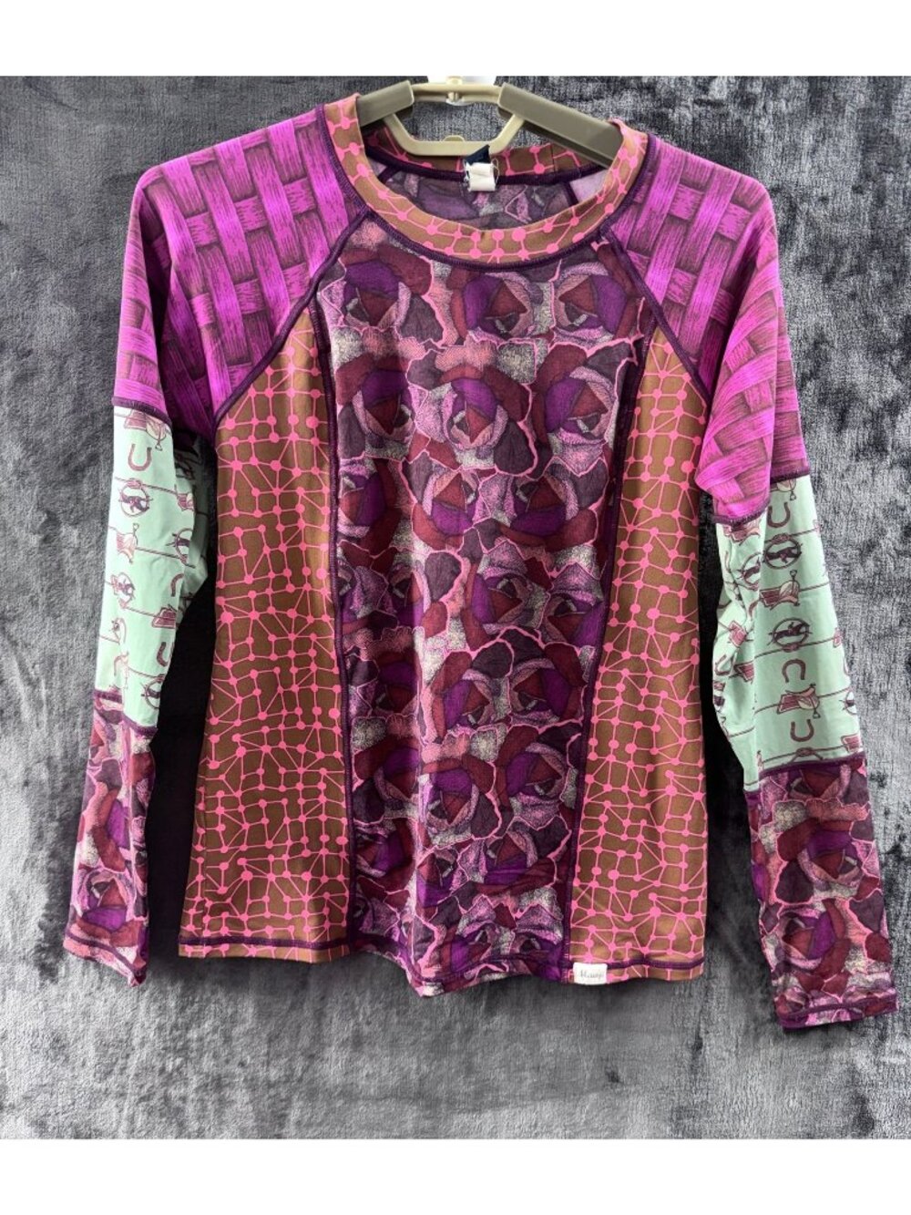 Moazi Youth Sz Large Equestrian Rash Guard Horse Print Long Sleeve Riding Shirt